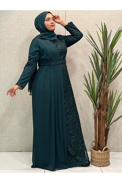 Butik büyük beden Guipure Chiffon Dress