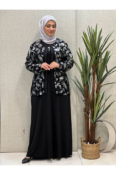 Butik büyük beden Jacquard Sandy - Comfortable Dress with Jacket