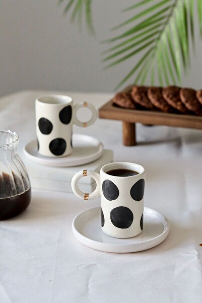 ada mia seramik طقم أكواب سيراميك منقوشة بالذهب عيار 24 قيراط مصنوع يدويًا مك...