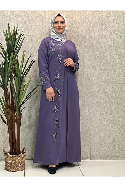 Butik büyük beden فستان سهرة بتصميم أوراق الشجر