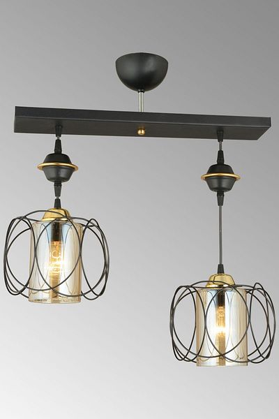 SONSUZ AYDINLATMA&AVİZE Row of Black 2-Piece Sun Downward Facing Luxury Chandelier