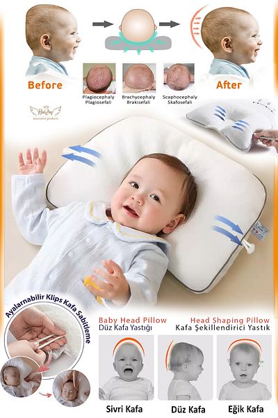HALZEY Flat Head Pillow & Baby Pillow 100% Cotton, Antibacterial, Anti-Sweat Baby head pillow