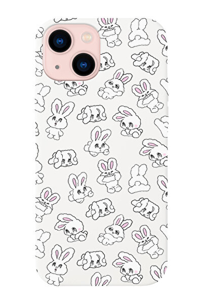 shoptocase Iphone 14 ve 13 Uyumlu Baby Rabbit, Tavşancık Desenli İçi Süet Sil...