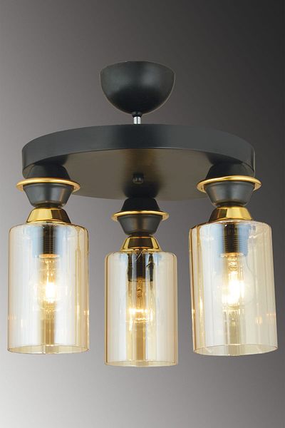 SONSUZ AYDINLATMA&AVİZE Black Triple Plafone Pipe Glass Downward Facing Luxury Chandelier
