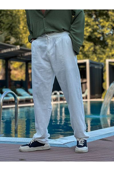 MFU collection Άνετο λινό παντελόνι Oversize - Ανδρικό