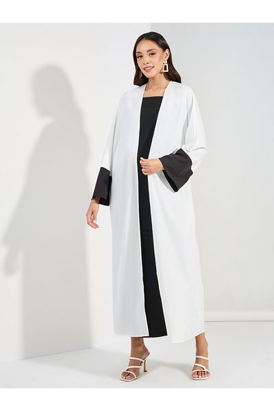 Styli Regular Fit Maxi Kimono With Contrast Detailing