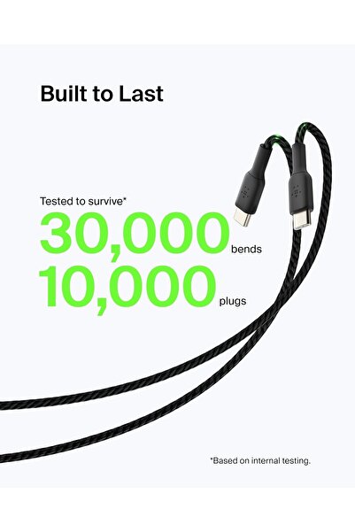 Belkin BoostCharge Braided USB-C to USB-A Charging Cable for iPhone, Galaxy, Pixel, iPad, MacBook, 2m,Black