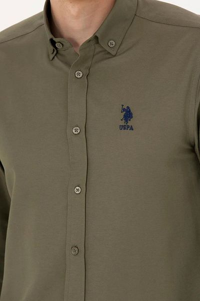 U.S. Polo Assn. Мъжка базова риза с дълъг ръкав в цвят каки
