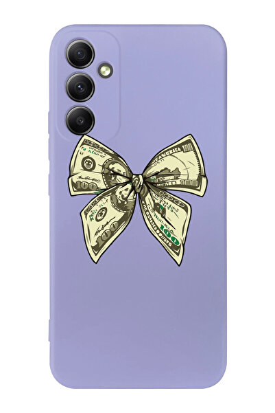 shoptocase Galaxy A34 Compatible Money Ribbon Pattern Inside Suede Silicone L...