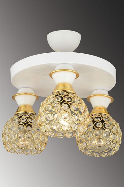 SONSUZ AYDINLATMA&AVİZE White 3-Plafone Crystal Optigon Downward Facing Luxury Chandelier