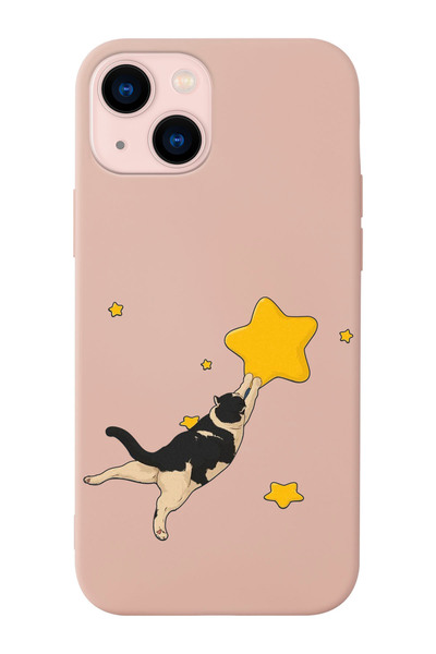 shoptocase Iphone 14 ve 13 Uyumlu Kedi Desenli İçi Süet Silikon Lansman Telef...