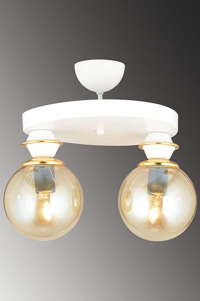 SONSUZ AYDINLATMA&AVİZE White 2-Plafone Bal Glop Top Glass Downward Facing Luxury Chandelier