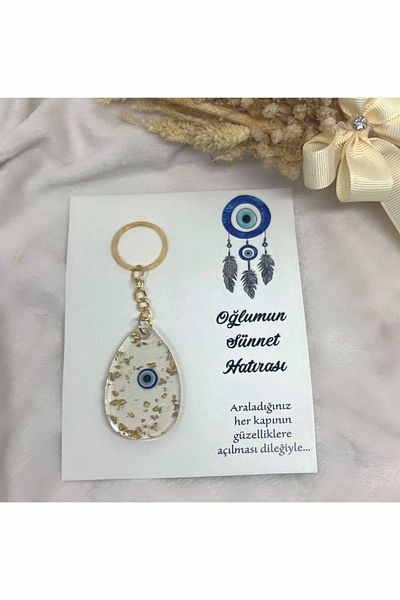 Ege ajans 10 pieces (card and gelatin) evil eye bead drop model epoxy keychain