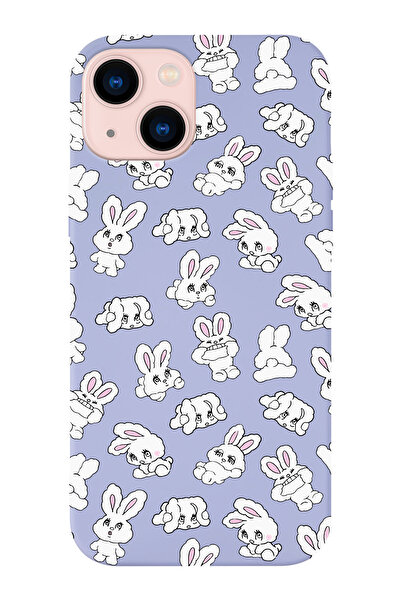 shoptocase Iphone 14 ve 13 Uyumlu Baby Rabbit, Tavşancık Desenli İçi Süet Sil...