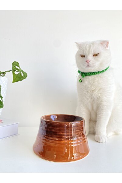 stilinbu Seramik Kedi Ve Köpek Mama Su Kabı Colorful Moon Bowl (KAHVERENGİ-AÇ...