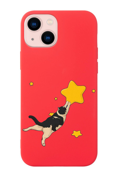 shoptocase Iphone 14 ve 13 Uyumlu Kedi Desenli İçi Süet Silikon Lansman Telef...