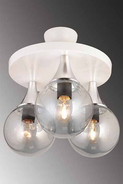 SONSUZ AYDINLATMA&AVİZE White 3-Plafone Smoked Glop Top Glass Chrome Downward Facing Luxury Chandelier