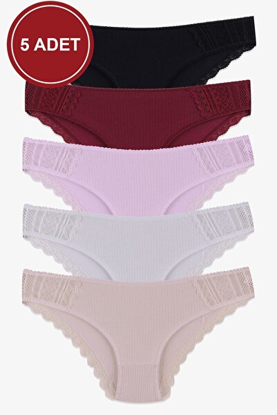 koza iç giyim Chiloți de damă, 5 piese, din bumbac, din Lycra, cu detaliu din dantelă