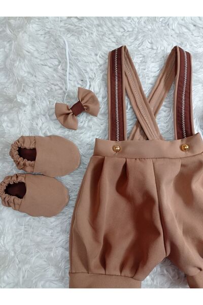 AgTasarım Taba Rengi Doğum Günü Konsept Salopet Takım