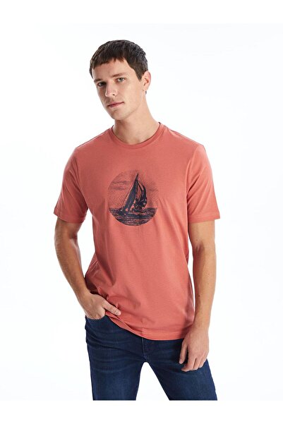 LC Waikiki Tricou cu imprimeu pentru bărbați din bumbac pieptănat - Gât crew,...