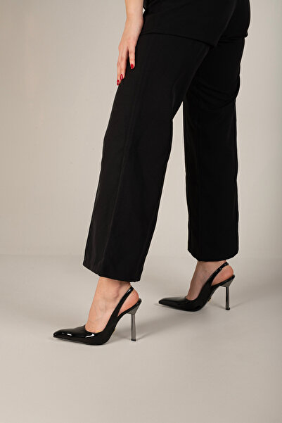 AYAKKABI PRENSİ Heyday Black, din piele lăcuită neagră, pantofi stiletto de d...