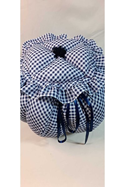 YS HOME TEKSTİL LACİVERT PİTİ KARELİ DİJİTAL BASKI YOĞURT MAYALAMA MİNDERİ/ TULUMU