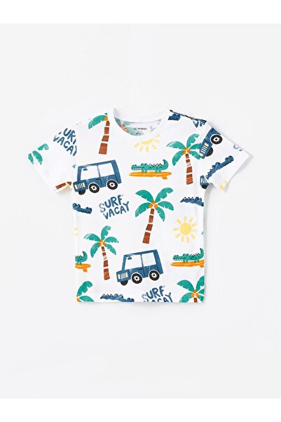 LC Waikiki Tričko s krátkym rukávom a výstrihom s potlačou pre chlapčeka