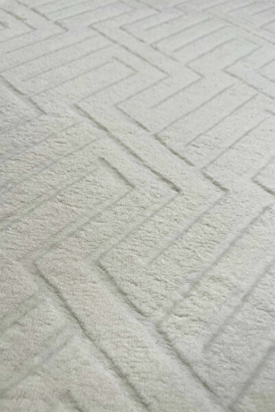 Rmz Home Decor Σετ πατάκι μπάνιου Sarar Plus Relief 2 τεμαχίων με αντιολισθητική βάση με λευκό ανάγλυφο σχέδιο (60x80 / 40x60)