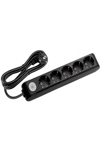 VİKO Multi-let Siyah Anahtarlı Beşli Grup Priz 2 Metre Kablolu