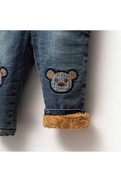 Overdo Plush Inside / Welsoft Baby Boy Winter Blue Denim Salopet / Gardener