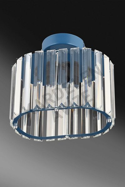 SONSUZ AYDINLATMA&AVİZE Luxury Chandelier - Blue Single B Plafonier Crystal Stone Downward Facing