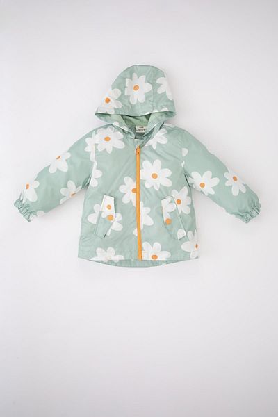 DeFacto Floral Patterned Water Repellent Hooded Puffer Jacket for Baby Girl - Z1346a223sp