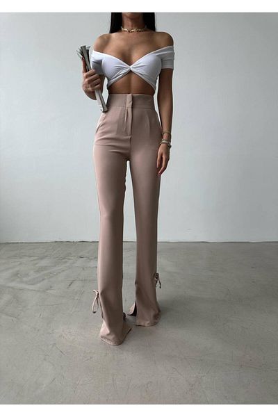 Gallogi Atlas Maxi Trousers with Spanish Leg and Ribbon Detail