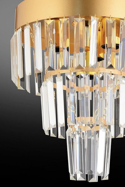 Docklight Roma 3 Layer Gold Crystal Stone 30' Modern Chandelier