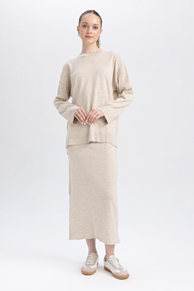 DeFacto Základní hladká pletenina A-Line Maxi sukně A9808Ax23Wn