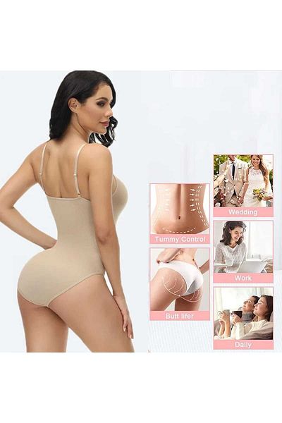 Esbersi Adjustable Strap Bottom Hooked Slimming Regional Gathering Bodysuit Corset