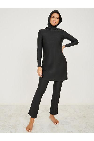 Styli Longline Hooded Burkini with Straight Leg Pant