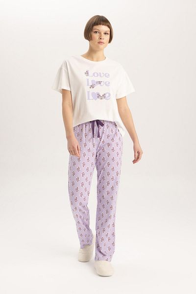 DeFacto Be in Love Regular Fit Printed Pajamas Set - Short Sleeve B6208ax24sp