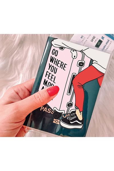 Cekuonline Transparent PVC Printed - Pocketed Passport Case Cover, Compatible with All Countries Passports - Go Where