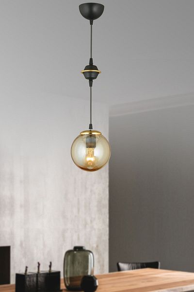SONSUZ AYDINLATMA&AVİZE Black Single Honey Glop Top Glass Downward Facing Luxury Chandelier