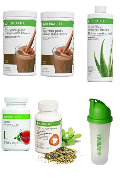 Herbalife Set 2 Adet Çikolata Shake - 1 Aloe - 100 Gr Çay - Thermo Complete V...
