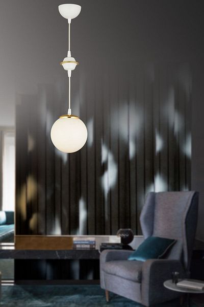 SONSUZ AYDINLATMA&AVİZE White Single White Glop Top Glass Downward Facing Luxury Chandelier