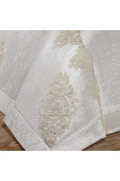 Solinas Collection Aden Krem Kadife Çift Kişilik Çeyizlik Yatak Örtüsü