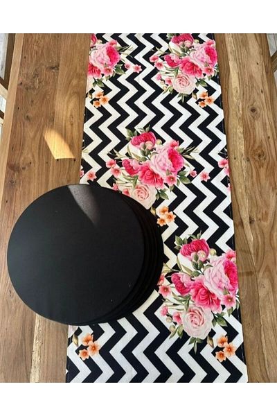 Premier Zigzag Model Runner 6-Piece Black MDF Guller Service Design Set - American