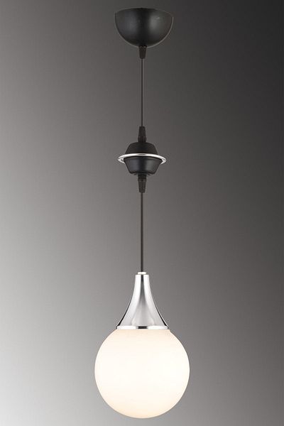 SONSUZ AYDINLATMA&AVİZE Black Single White Globe Glass Top Chrome Downward Facing Luxury Modern Chandelier
