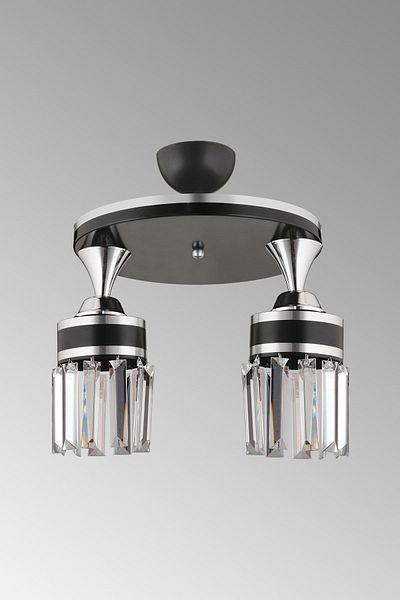 SONSUZ AYDINLATMA&AVİZE Tokyo 2-Piece Black Plafone, Crystal Stone, Chrome Strip, Cylinder Downward Facing Luxury Chandelier