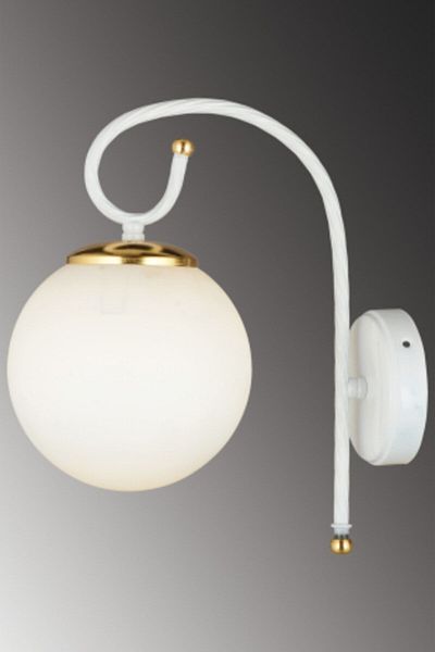 SONSUZ AYDINLATMA&AVİZE White Azra White Globe Glass Downward Facing Modern Sconce