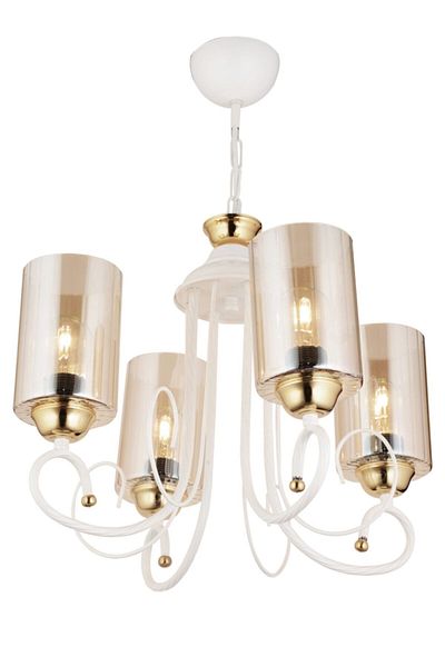 SONSUZ AYDINLATMA&AVİZE Azra 4-Piece White Cylinder Glass Luxury Upward Facing Chandelier