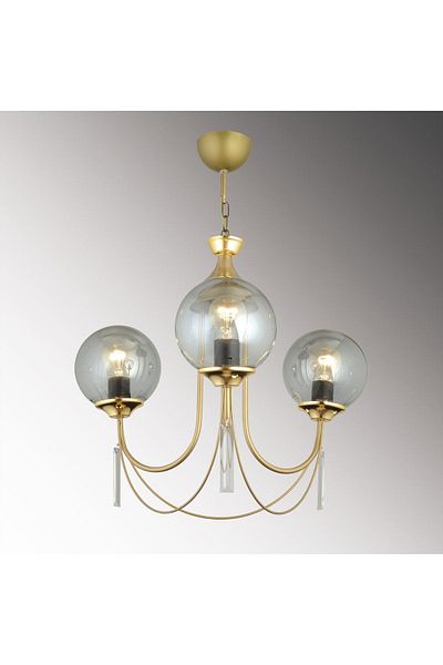 SONSUZ AYDINLATMA&AVİZE Antique Poppy 3-Piece Smoked Globe Glass Luxury Up-Facing Crystal Stone Chandelier