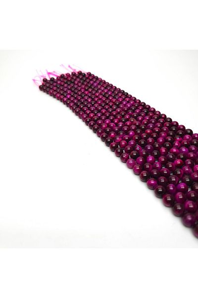 Yüksel Boncuk 8 mm Pink Natural Stone String - Tiger Eye